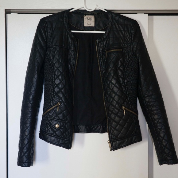 Black quilted leather jacket