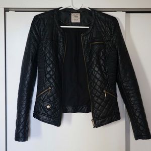 Black quilted leather jacket