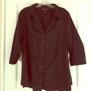 3/4 Sleeved Black Button-Down Shirt