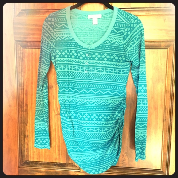 Motherhood Maternity Waffle Knit Henley Tee