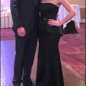 Vera Wang Dresses - Black Satin & Matte Peplum Bridesmaid Dress Vera Wang Dresses - Black Satin & Matte Peplum Bridesmaid Dress