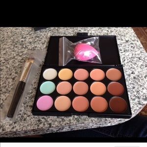 15 color concealer lot set with brush and sponge