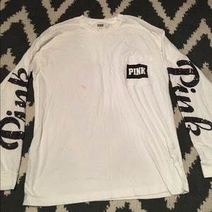 WHITE SEQUIN PINK POCKET SHIRT