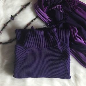 Poof! Purple Ribbed Turtleneck