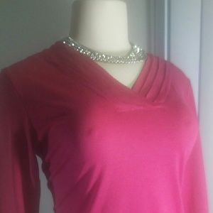 Talbots V-neck Fuschia Top
