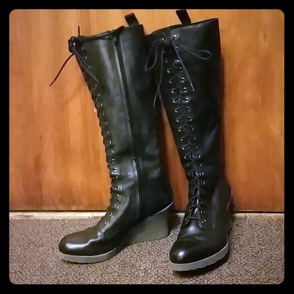 dr martens knee high lace up boots