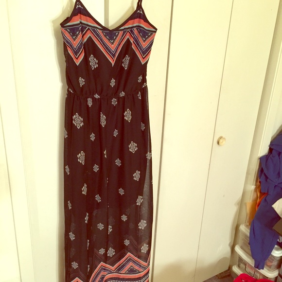 Maurice's Maxi Dress in black, trimmed with pink