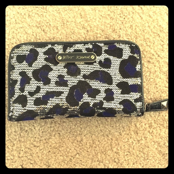 Betsey Johnson sequin leopard print clutch/wallet