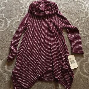 Burgundy and white stripped, chic turtleneck