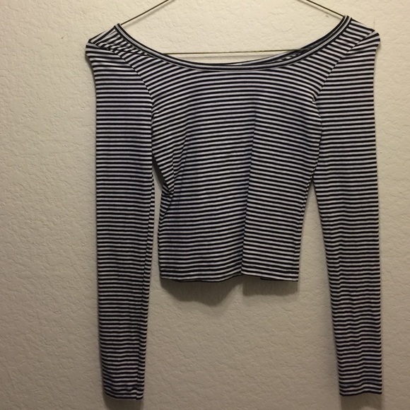 Black/White striped crop top