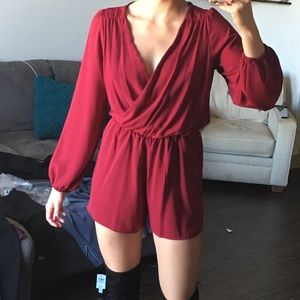 Crimson Red Long Sleeve Romper