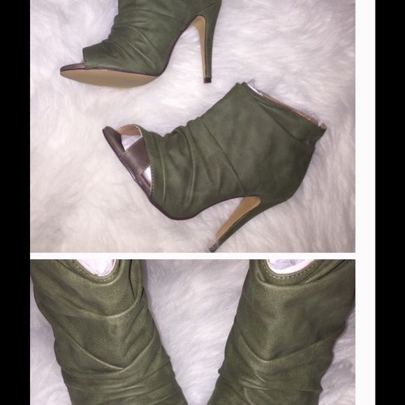 Brand New Olive Open Toe Booties