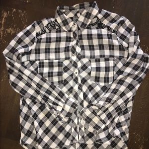 Free People black and white plaid shirt