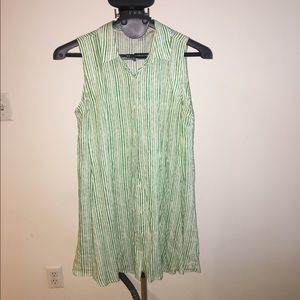Anthropologie green and white stripe shirt dress.