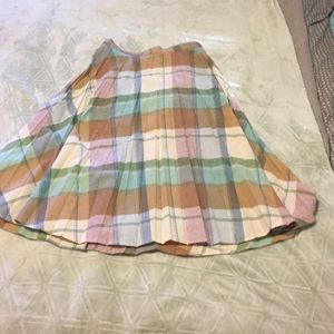 50s plaid pleated wool high waist midi skirt