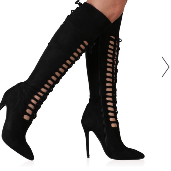 Brand new long black suede boots