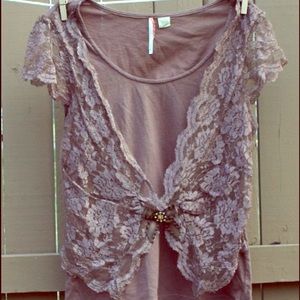 Anthropologie Brown Lace Top