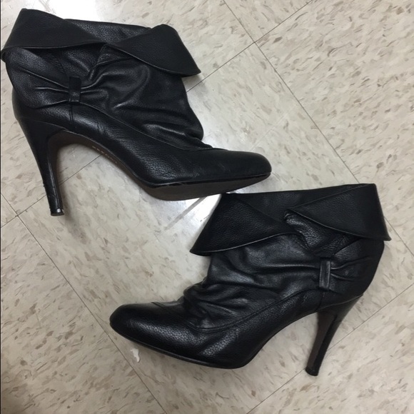 Black leather ankle booties with heel (size 9.5)