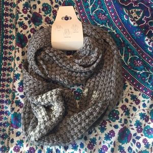Gray knit circle scarf
