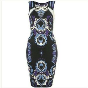 Topshop blue & purple tie dye bodycon dress
