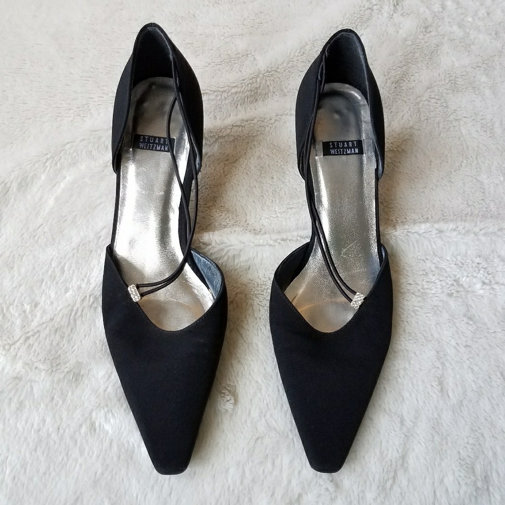 Stuart Weitzman Black Fabric Evening Pump sz 7B