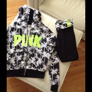 Victoria's Secret palm tree hoodie with yoga pants