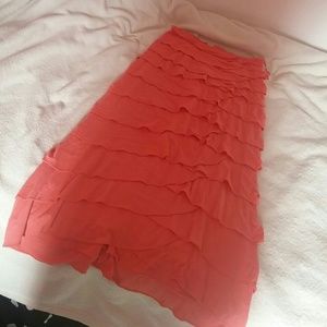 Salmon Long Ruffled Skirt