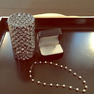 Blue lagoon Pearl earrings and necklace