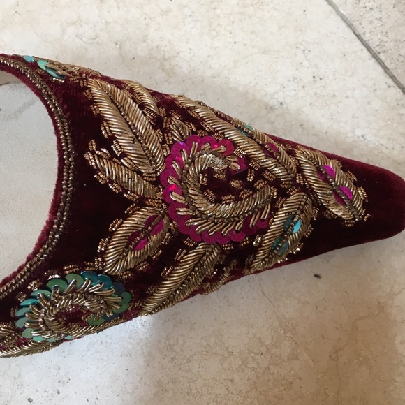 SALE EmmasHope RubyVelvet&Gold Embroidered Mule 37 - Picture 2 of 6