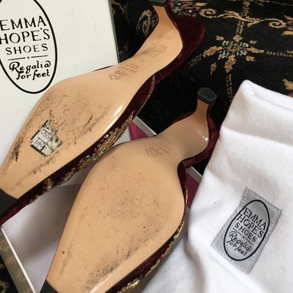 SALE EmmasHope RubyVelvet&Gold Embroidered Mule 37 - Picture 4 of 6