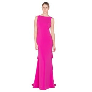 Badgley Mischka Odessa Ruffle Back Gown in Poppy