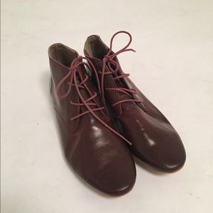 Faux Oxblood Leather Tie Ankle Booties Size 7 F21