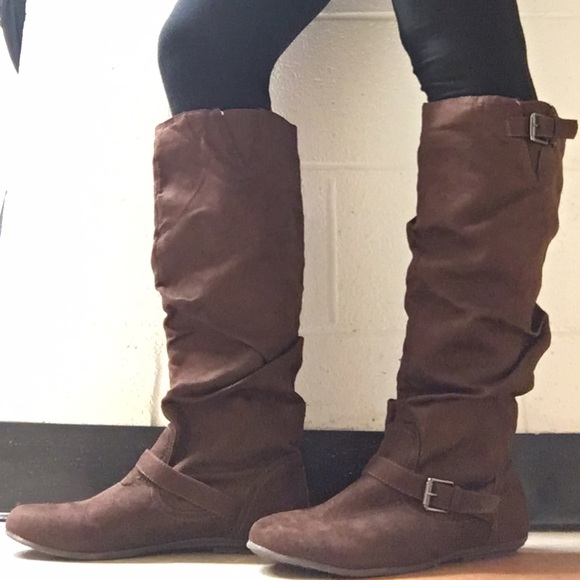 Brown knee-high slouch boots (size 10)