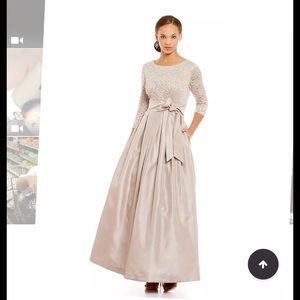 Jessica Howard Floral Lace-Bodice Taffeta Ballgown