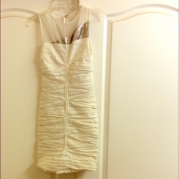 Nichole Miller white and gold dress