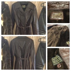 Vintage Fur Lined Genuine Leather Coat