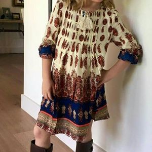 Nwt off white peasant dress with red designs