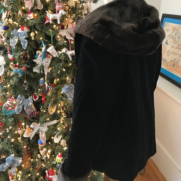 VELVETEEN JACKET WITH FAUX FUR HOOD - Picture 4 of 4