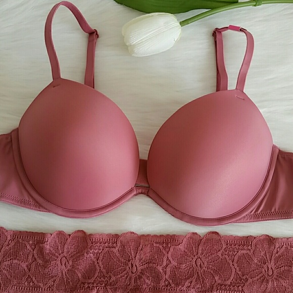 Nwt Beautiful Pink Vs Super Push-up Bra + Thong . - Picture 2 of 4