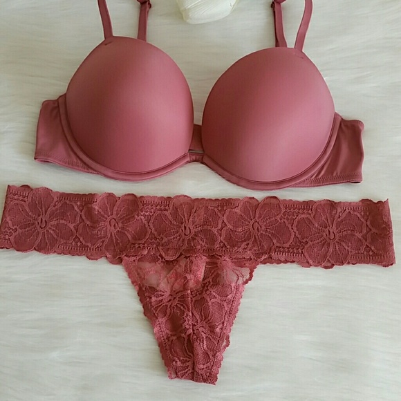 Nwt Beautiful Pink Vs Super Push-up Bra + Thong . - Picture 3 of 4