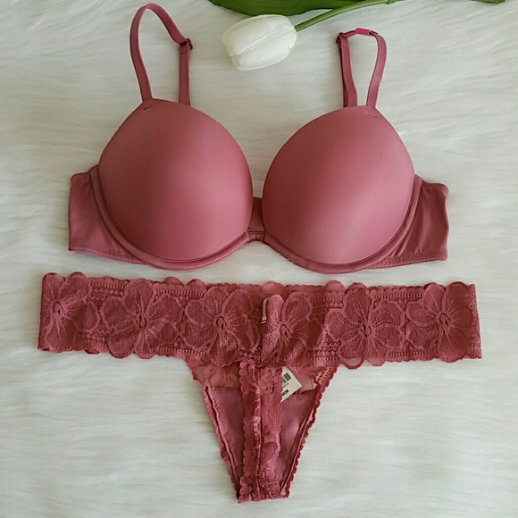 Nwt Beautiful Pink Vs Super Push-up Bra + Thong . - Picture 4 of 4