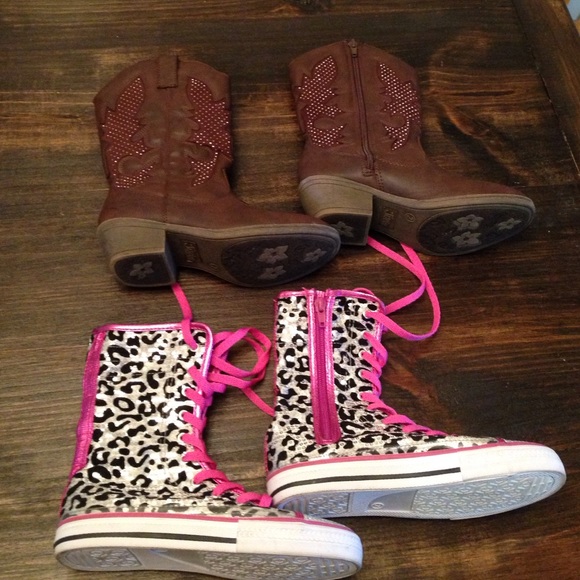 justice  boots and bongo hi top sneakers