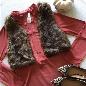 Loft pumpkin colored soft blouse