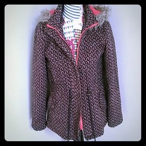 Brown & orange tweed hooded jacket