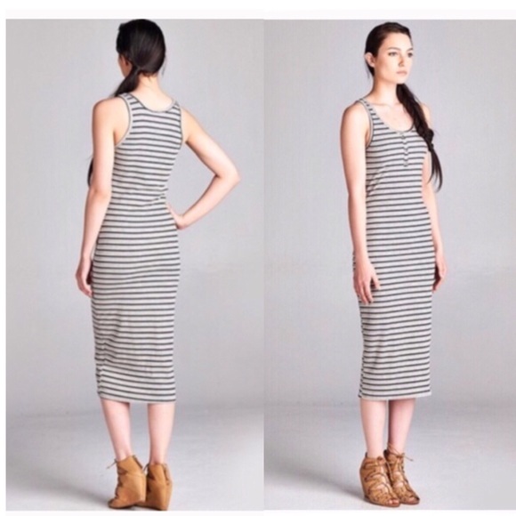 Easy striped midi dress - Picture 2 of 2