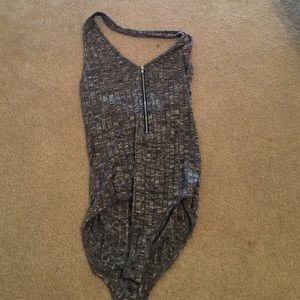 Grey zippered one piece