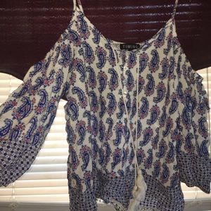Sexy Cold shoulder paisley top