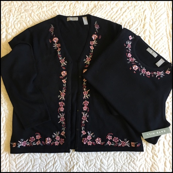 Kate Hill Sweater Embroidered Sweater Set