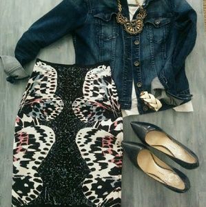 Knit Midi Skirt Printed