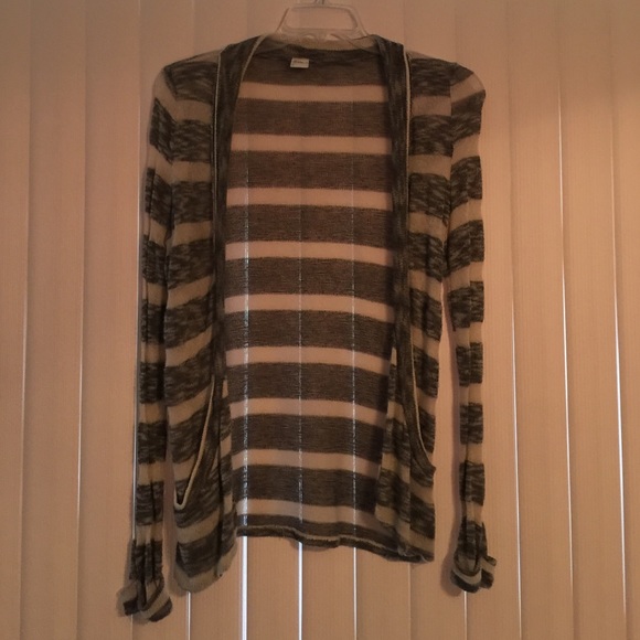 Stripped mesh cardigan